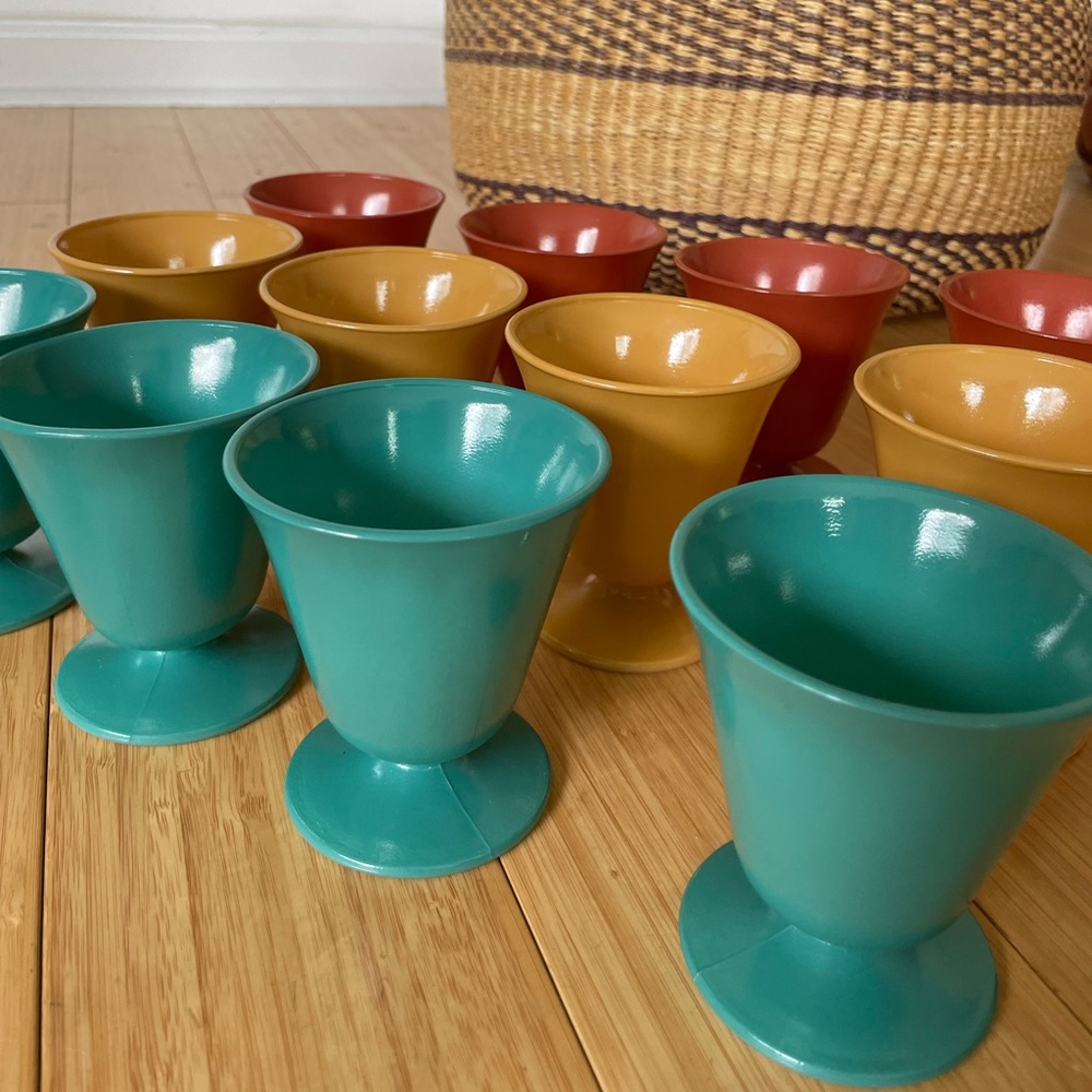 Colorful sundae ice cream glasses